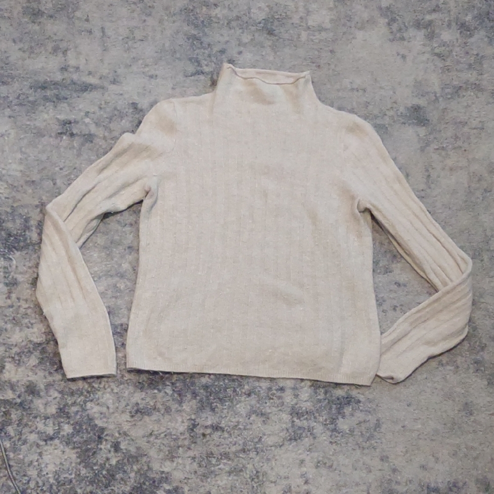 Madewell | Cream Cowl Neck Sweater with Ribbed Texture